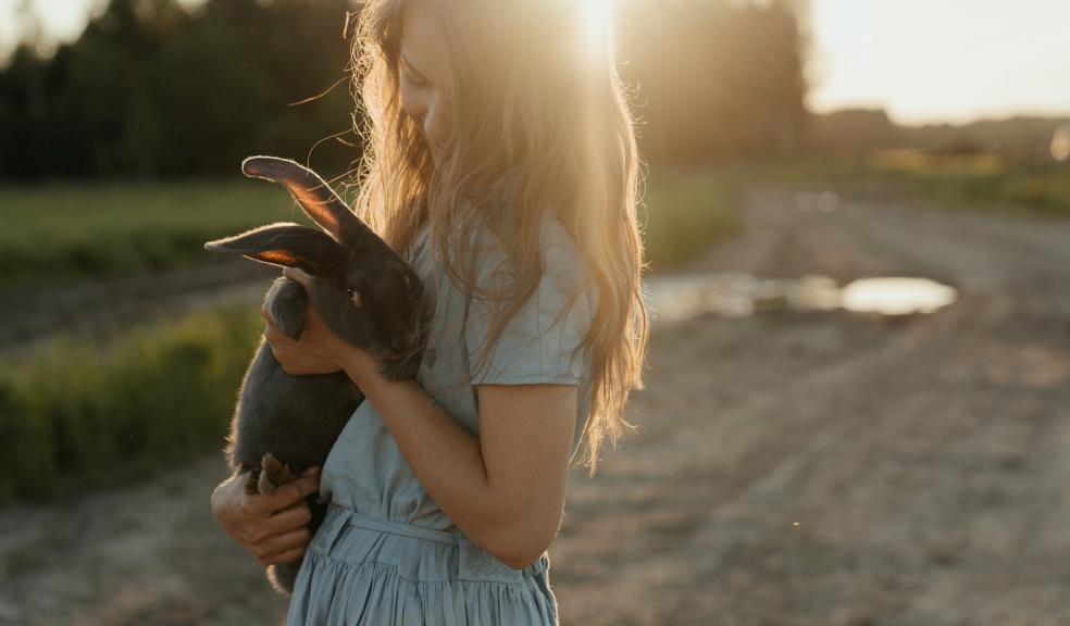 Woman holding a rabbit Woman holding a rabbit